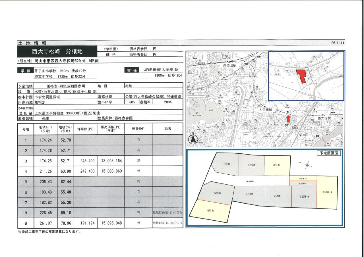 物件情報（西大寺松崎分譲地）